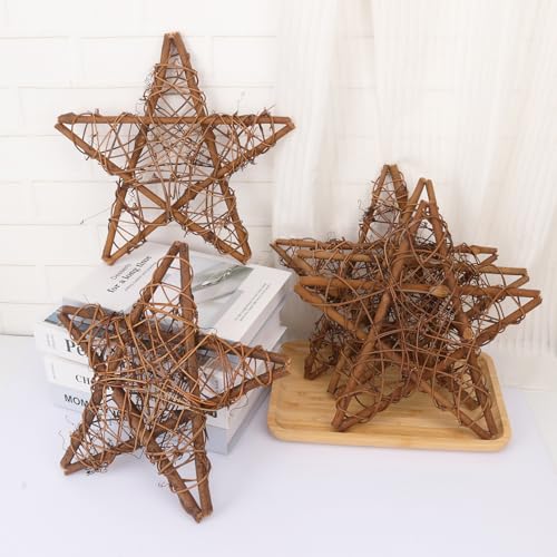 6 Pcs 12 Inch Star Shaped Natural Grapevine Wreath Set for DIY Crafts & Holiday Decor