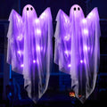 Purple 47-Inch Light-Up Hanging Ghost Decorations - Halloween Outdoor Yard Decor Set of 2