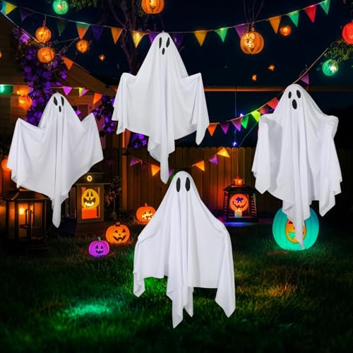 Halloween Hanging Ghost Decorations - 6 Pack, 27.6 Inch Outdoor Spooky Yard Decor