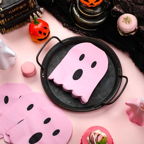 Pink Halloween Ghost Napkins 2-Ply Disposable Folded Party Tableware - 100 Sheets