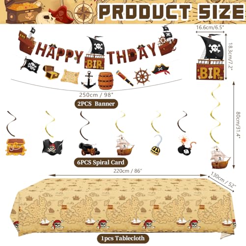 Pirate Party Decorations Set for Kids Birthday - Plates, Cups, Banner, Balloons & More