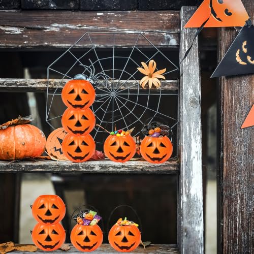 50 Pack Mini Portable Pumpkin Buckets for Halloween Candy - 2.6 Inch