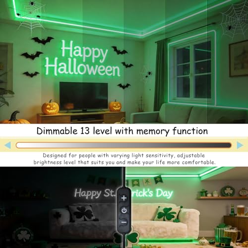 20 FT Green LED Rope Lights - Indoor DIY Cuttable Strip for Room Bathroom Kitchen