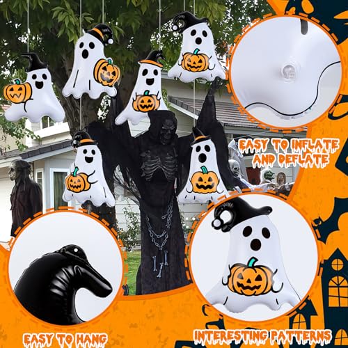 Halloween Inflatable Ghost Balloons Set - 18 Pieces for Haunted House & Yard Decor - White Variation