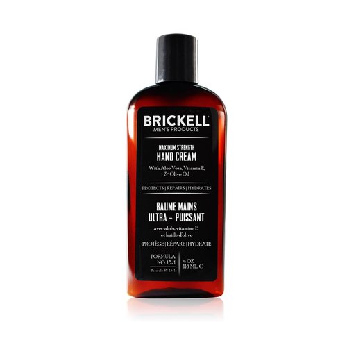 Brickell Men's Hand Cream - Maximum Strength Natural Lotion with Vitamin E & Shea Butter | 4 Oz Unscented
