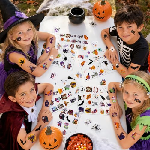Halloween Temporary Tattoos for Kids - 140 Pack Trick or Treat Party Favors