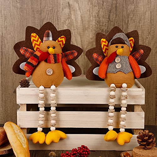 Thanksgiving Tabletop Turkey Couple Decor - 2 Pack Fall Harvest Figurines