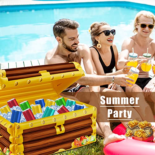 Inflatable Treasure Chest Cooler - Pirate Drink Cooler for Parties, 23x15x13 Inch, Variation of THIS listing