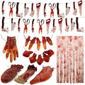 Halloween Bloody Decorations Set - Scary Props, Banners & Body Parts for Haunted House and Party