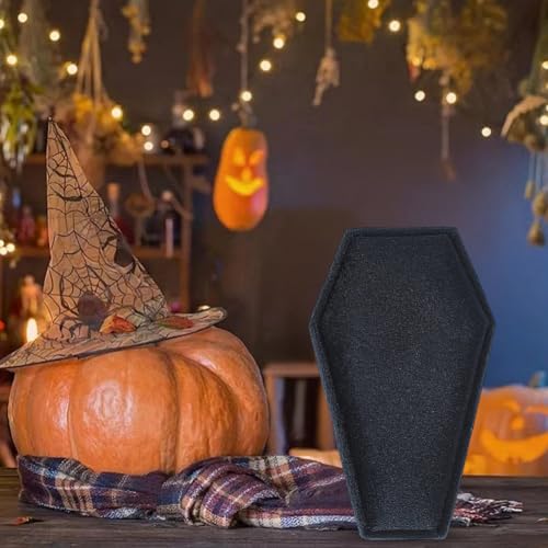 Gothic Coffin Ring Box with Velvet Interior and Silver Polishing Cloth - Black Jewelry Organizer for Weddings Halloween