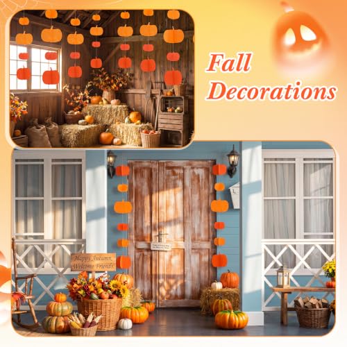 Fall Pumpkin Hanging Decorations Set - 24 Felt Ornaments for Autumn & Thanksgiving