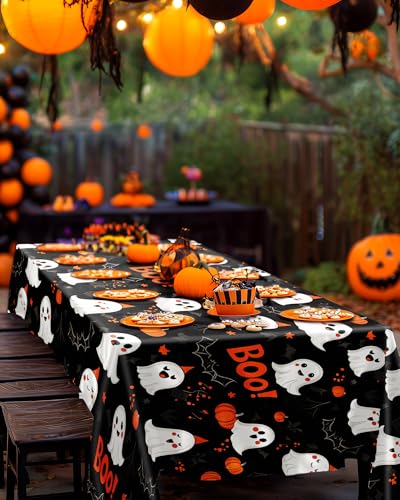 Halloween Black Disposable Plastic Table Cloth - 8 Pack 54 x 108 Inches