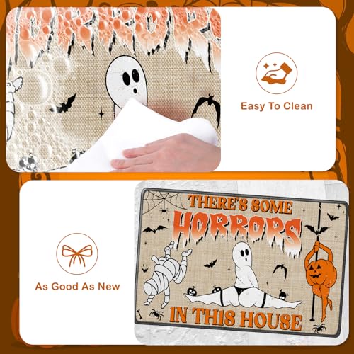 Halloween Doormat - Theres Some Horrors - 2'4" x 1'4" Rectangular Outdoor Rug with Funny Skeletons