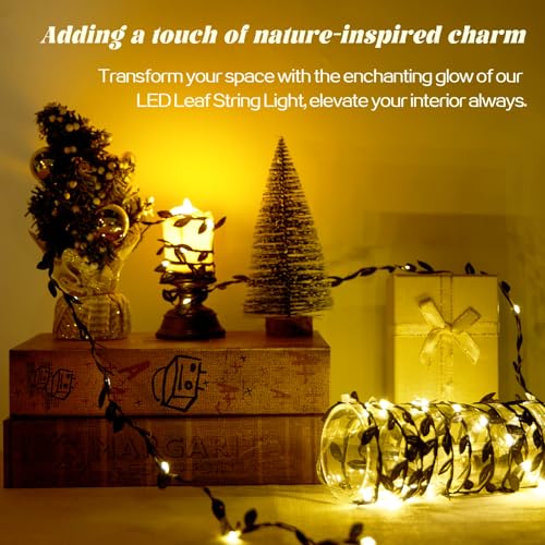 Black Leaves String Lights 6.56ft 20 LED Battery Operated - 2 Pack