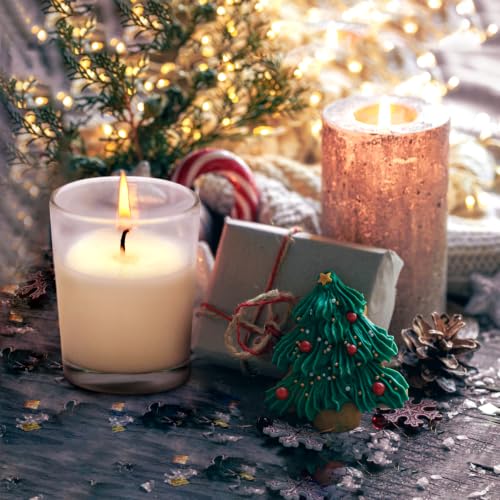 White Votive Candles Set with Clear Glass Holders - Unscented Soy Wax - 12 Pack