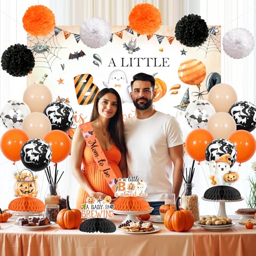 Halloween Baby Shower Decorations Set with Banner Balloons and Centerpieces