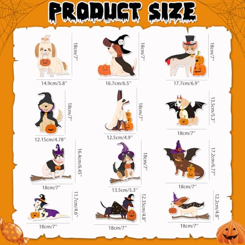 Halloween Dog Decorations Banner with Cute Dogs, Pumpkins & Witch Hats