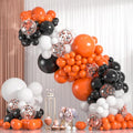 Black White Orange Balloon Arch Kit - 154pcs Halloween Birthday Decor - Variation: Black White Orange