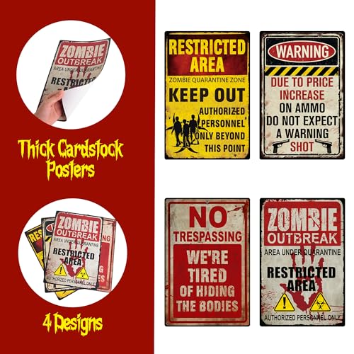 Halloween Caution Tape Roll 30 Feet with Warning Signs - Indoor Outdoor Haunted House Decor