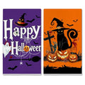 Halloween Kitchen Towels Set of 2 - Cat Pumpkin Halloween Decor - Hexagram