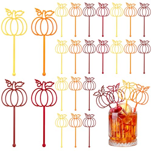 Pumpkin Fall Coffee Stir Sticks - 80 Pcs Plastic Pumpkin Design Drink Stirrers - Thanksgiving & Harvest Party Supplies