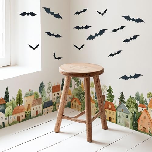 Halloween Bat Wall Decorations - 60 PVC 3D Bats for Spooky Party Decor