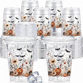 Halloween Plastic Cups 12 oz - Ghost Bats Floral Party Supplies - 100 Pack