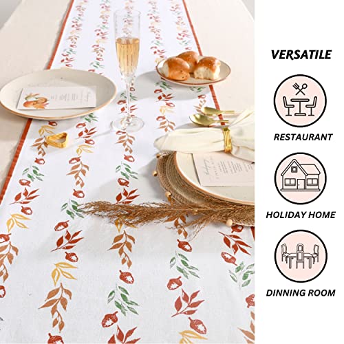 Folkulture Fall Cotton Table Runner 14x90 Inches - Botanique Style