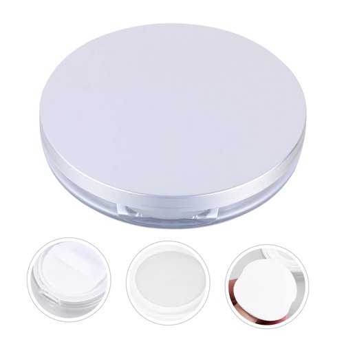 Beaupretty Powder Compact Container Plastic Empty Makeup Loose Powder Case with Puff and Elasticated Net Sifter Vintage Mirror, 2PCS