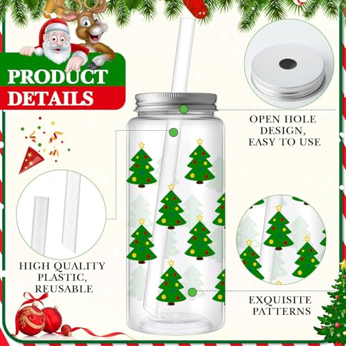 Christmas Plastic Cups with Lids & Straws - 13.5 oz, 30-Pack