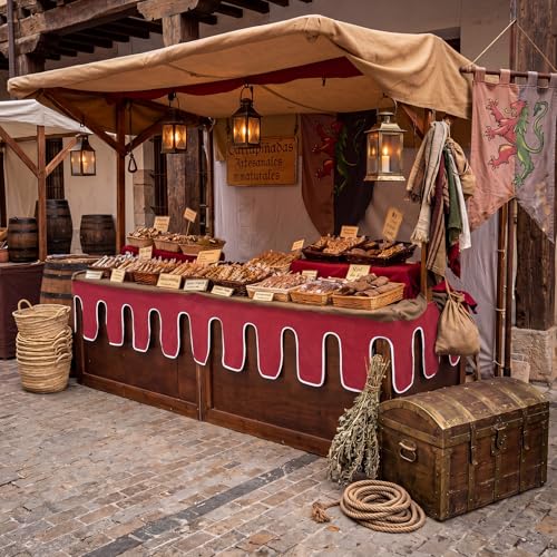 Medieval Table Skirt - 9.8 Ft Chivalric Party Decor for Events & Weddings