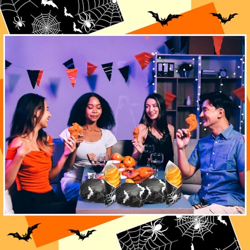Halloween Wax Paper Spider Web Wraps - Black & White, 100 Sheets