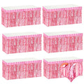 Pink Metallic Foil Fringe Table Skirt 29x108 Inch Party Decorations - 6 Pack