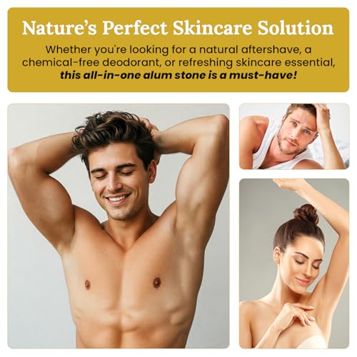 Natural Alum Stone Deodorant & Styptic for Sensitive Skin - 100% Potassium Alum Block