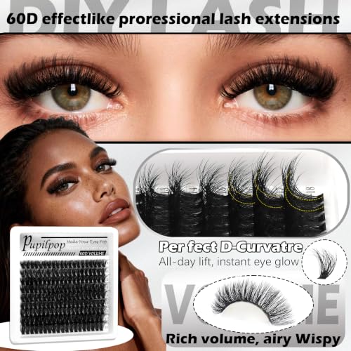 Fox Eye Lash Clusters Kit - 4 Styles with Bottom Lashes, 60D/80D/100D, Fox Eye Variation
