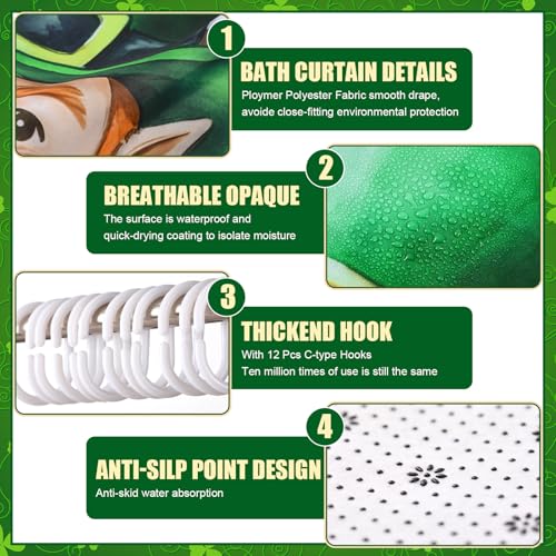 St. Patrick's Day Bathroom Set with Shower Curtain Rug Towels – Waterproof Decor