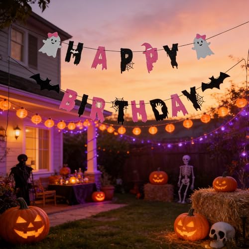 Halloween Ghost Banner Flag for Birthday Party Decorations - 6.83x1 Inches