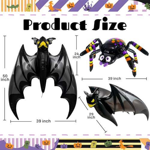 Halloween Balloons Set with Giant Spider and Bat – Black Variation