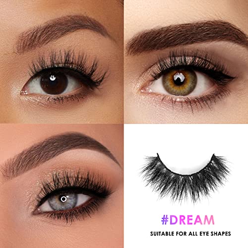 Dramatic 3D Mink Eyelashes - 18mm Fluffy Full Volume Doll Look - Dream Variation