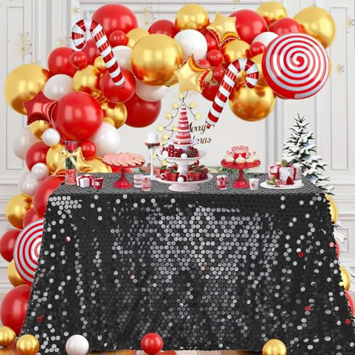 102x50 Inch Black Sequin Tablecloth for Party & Holiday Celebrations