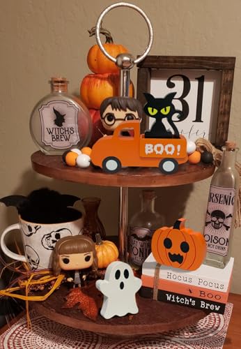 Halloween Wooden Truck and Sign Set - Ghost Pumpkin Black Cat Tabletop Decor - Variation of THIS listing