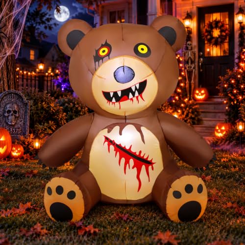 5FT Halloween Inflatable Bear Decoration Outdoor Yard Decor with LEDs and Safety Certified