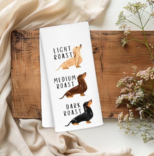 Three Dachshund Kitchen Towels - Funny Weiner Dog Gift for Dachshund Lovers