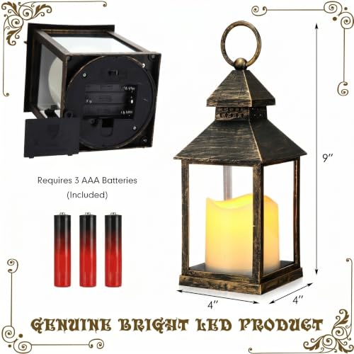 Decorative Lanterns with Flameless Candles - Black, 8 Pack