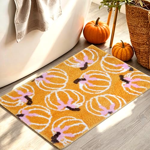 Pumpkin Bathroom Rug Non-Slip Door Mat 17x24 Inch Fall Orange Decor - Pumpkin Variation