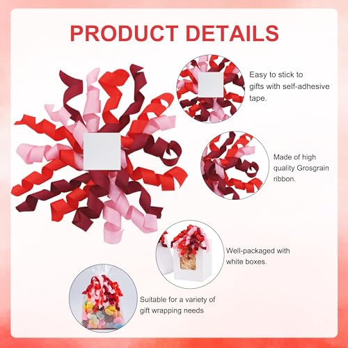 Red Curly Gift Bows Set - 8 Pack 5 Inch Ribbon Decorations for Gift Wrapping, Weddings, Parties