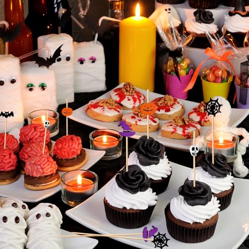 Halloween Ghost Pumpkin Spider Boo Bat Cocktail Picks - 100 Pcs Party Decoration