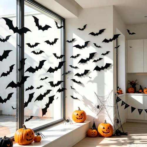 60 Pcs 3D Halloween Bat Decorations Set - Removable Wall Decor for Party & Home - Variation of THIS listing