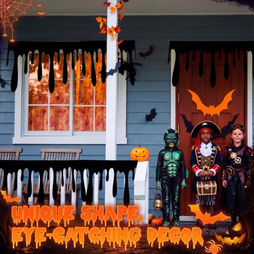 Black Felt Halloween Mantle Cover Set - 6 Pcs, 39x16 Inches - Spooky Decor