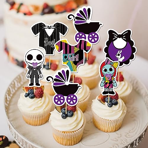 24PCS Halloween Night Before Christmas Cupcake Toppers Cake Decorations